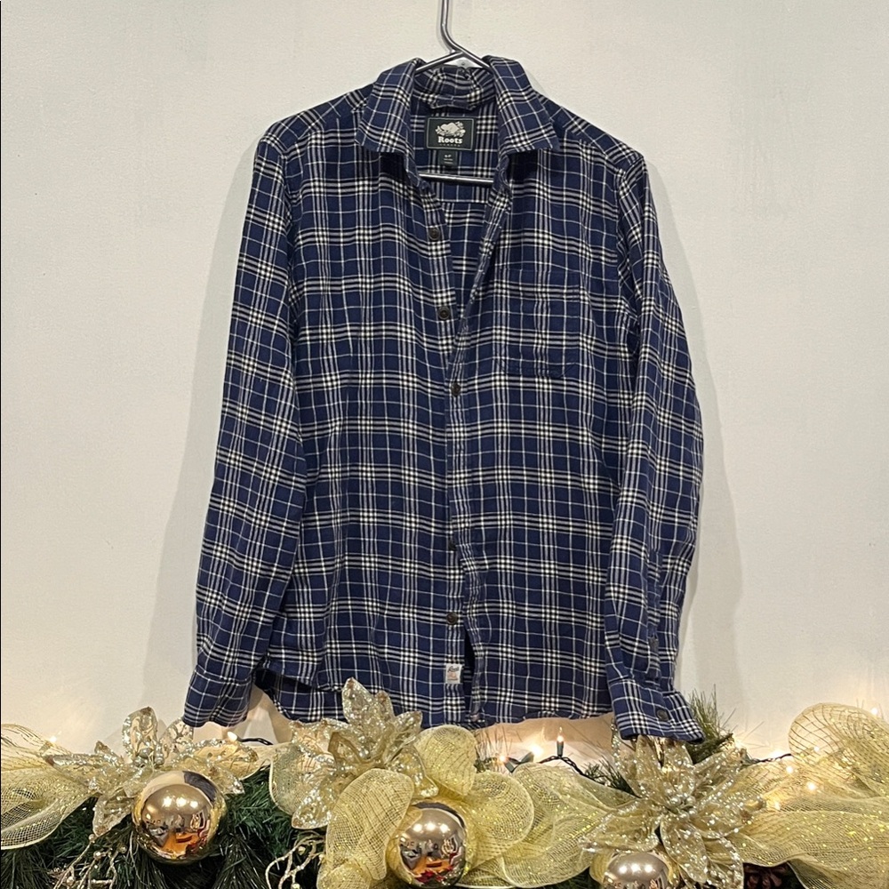 Roots Navy and White Plaid Men's Shirt